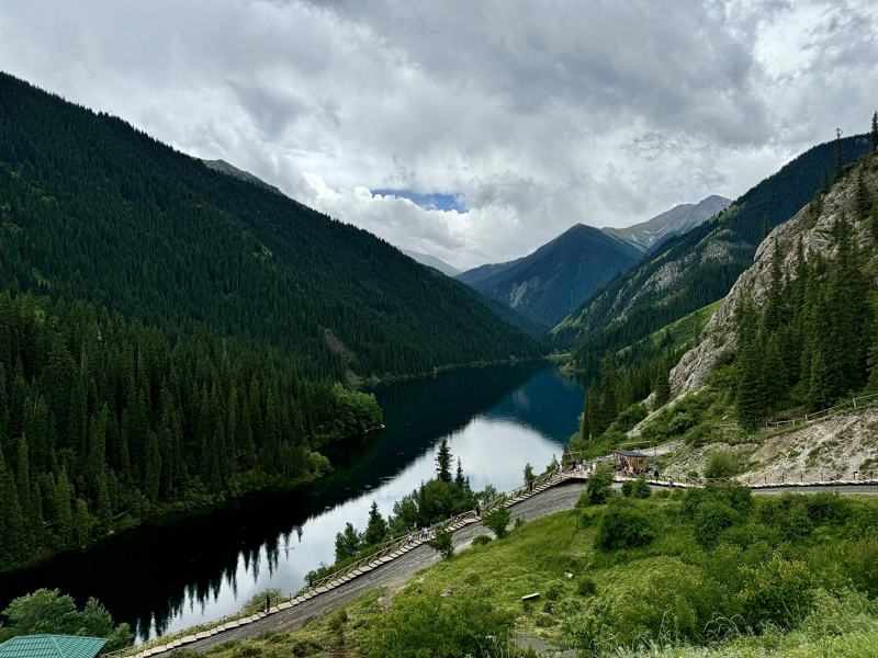 Lower Kolsai Lake from the road above Saty