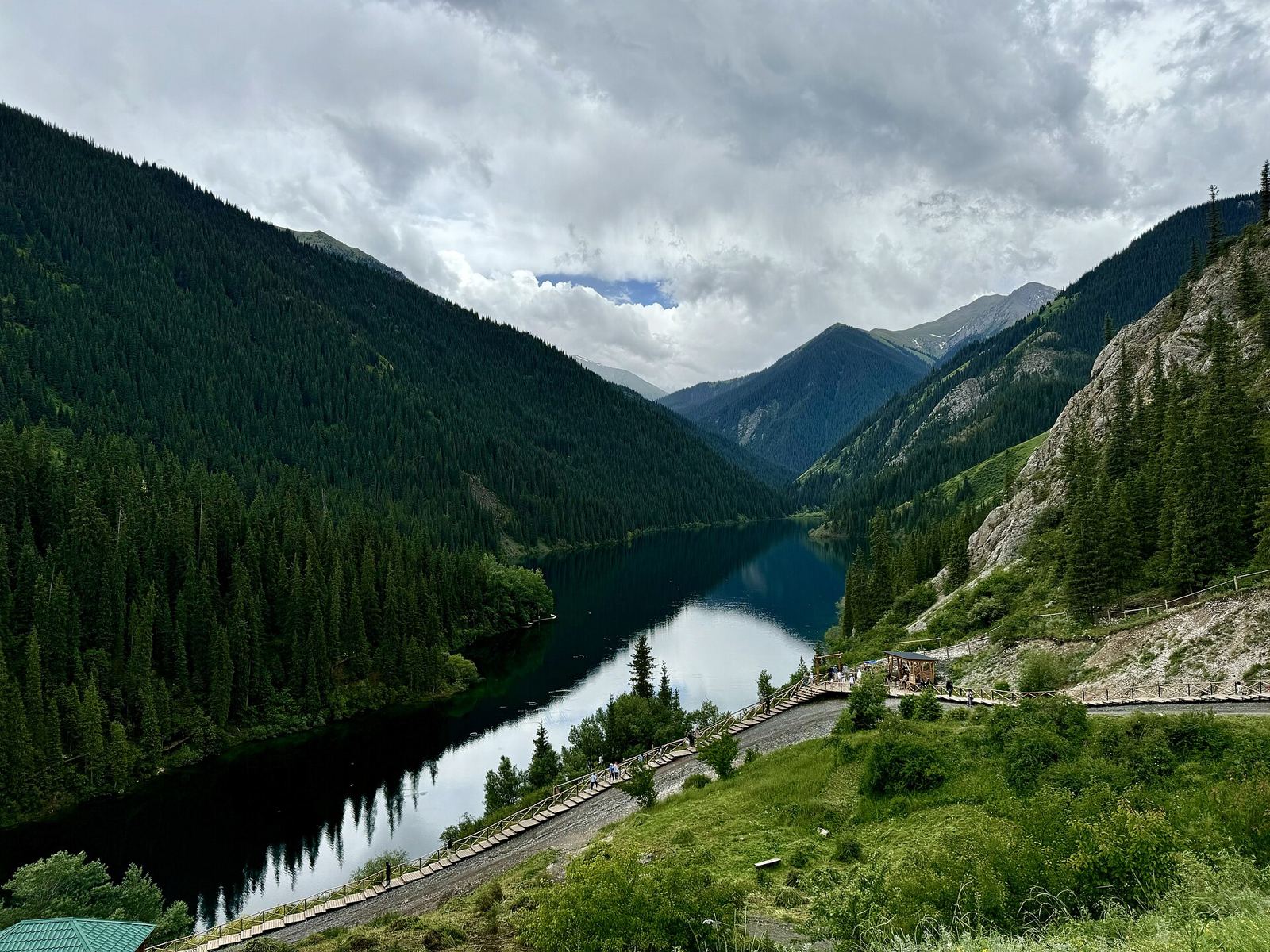Lower Kolsai Lake from the road above Saty